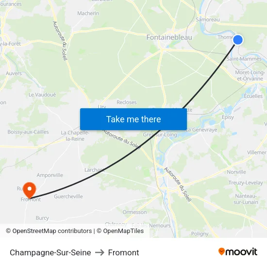 Champagne-Sur-Seine to Fromont map