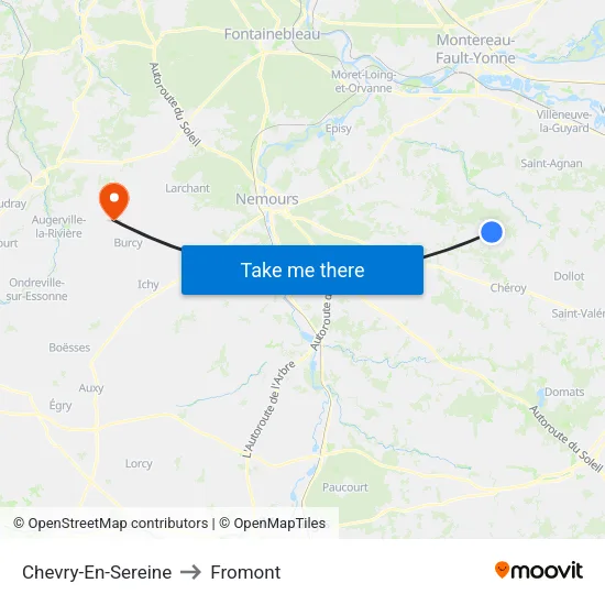 Chevry-En-Sereine to Fromont map