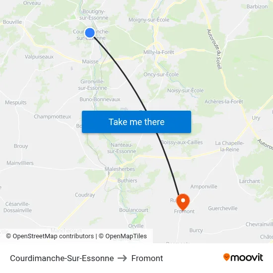 Courdimanche-Sur-Essonne to Fromont map