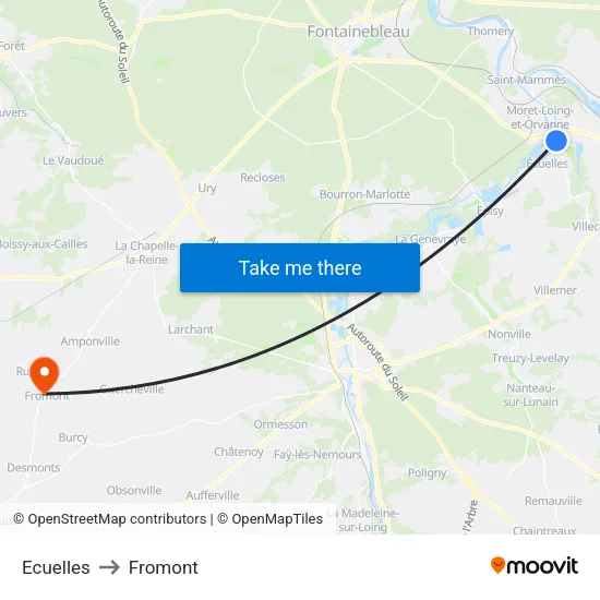 Ecuelles to Fromont map