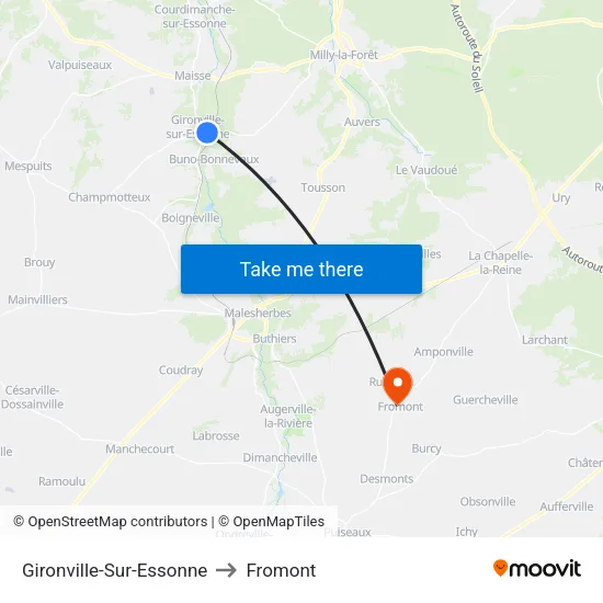 Gironville-Sur-Essonne to Fromont map