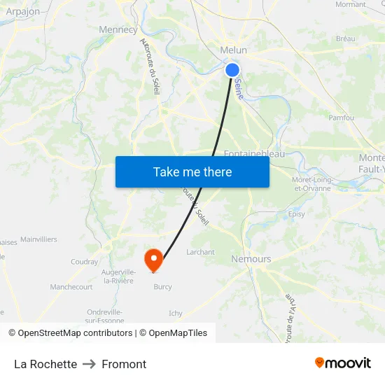 La Rochette to Fromont map