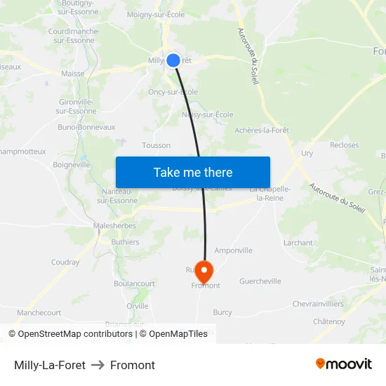 Milly-La-Foret to Fromont map