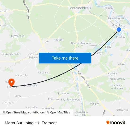Moret-Sur-Loing to Fromont map