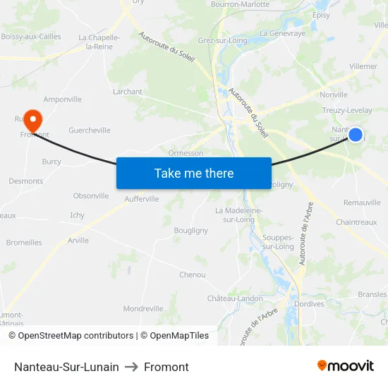 Nanteau-Sur-Lunain to Fromont map