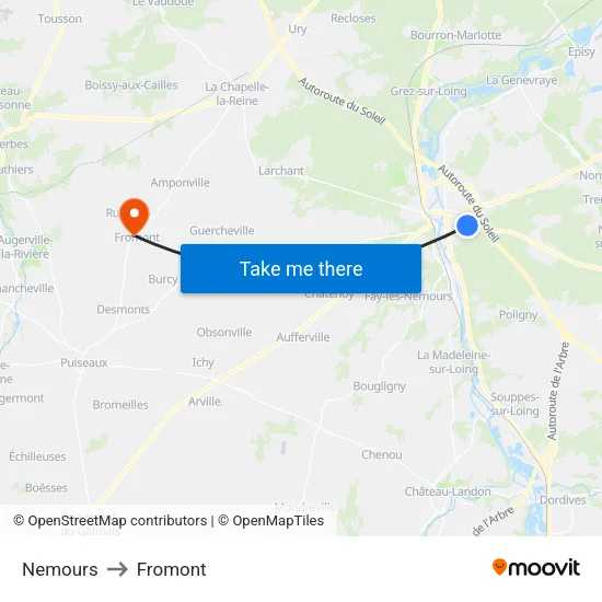 Nemours to Fromont map