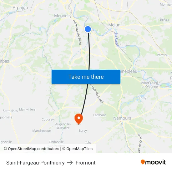 Saint-Fargeau-Ponthierry to Fromont map