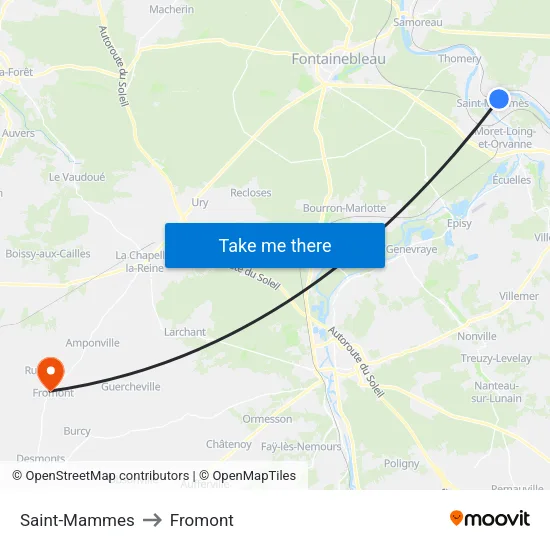 Saint-Mammes to Fromont map