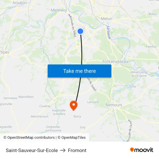 Saint-Sauveur-Sur-Ecole to Fromont map