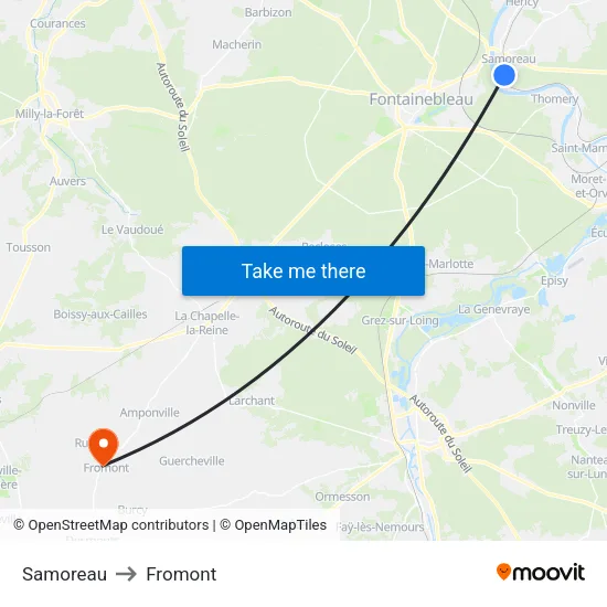 Samoreau to Fromont map