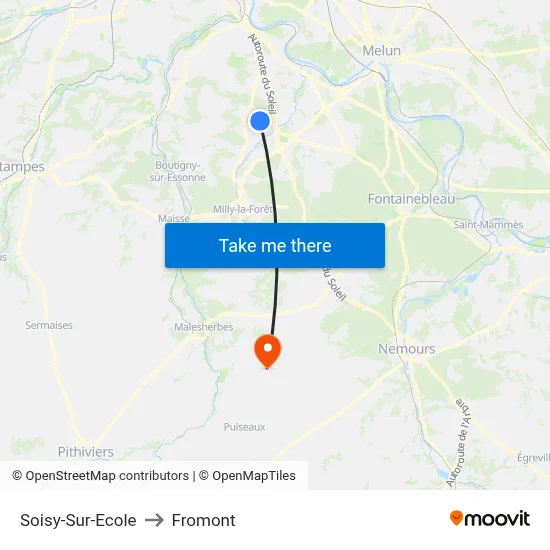 Soisy-Sur-Ecole to Fromont map