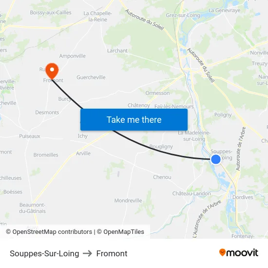 Souppes-Sur-Loing to Fromont map
