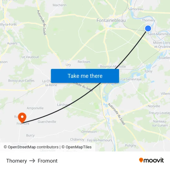 Thomery to Fromont map