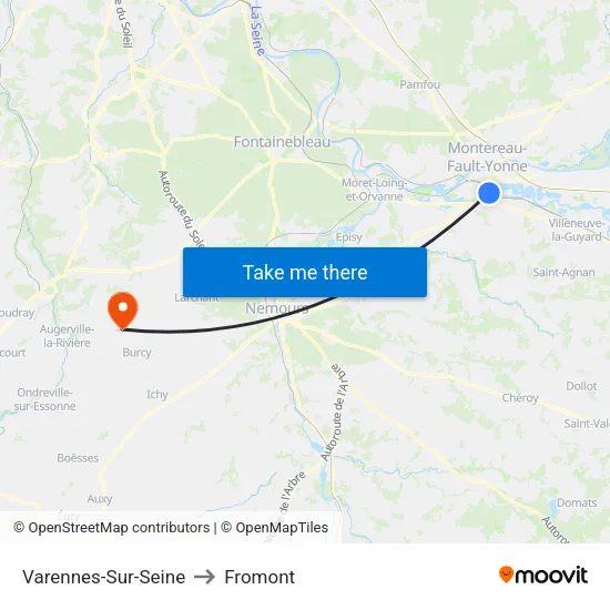 Varennes-Sur-Seine to Fromont map