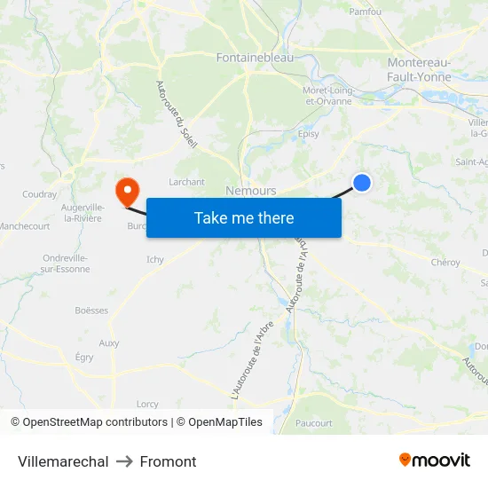 Villemarechal to Fromont map