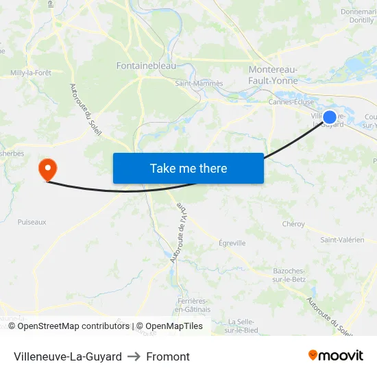 Villeneuve-La-Guyard to Fromont map
