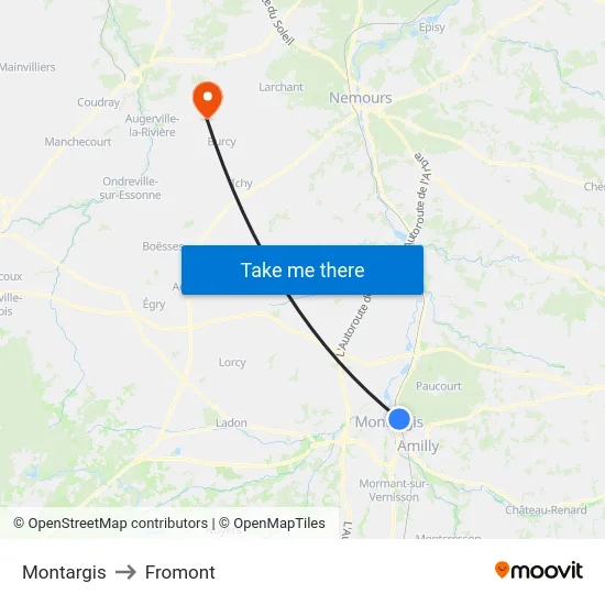 Montargis to Fromont map