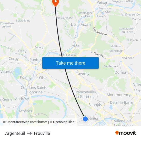 Argenteuil to Frouville map