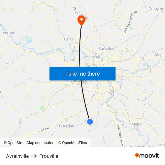Avrainville to Frouville map