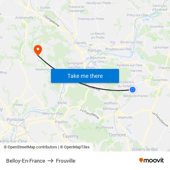 Belloy-En-France to Frouville map