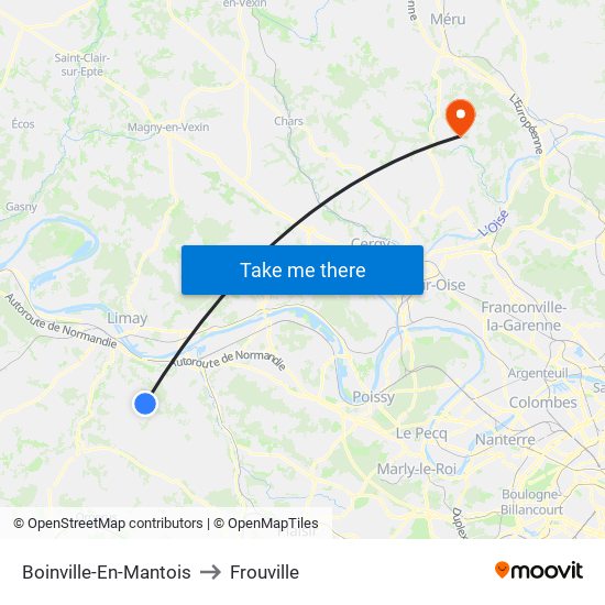 Boinville-En-Mantois to Frouville map