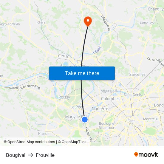 Bougival to Frouville map