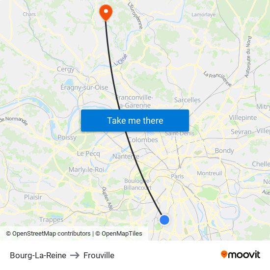 Bourg-La-Reine to Frouville map