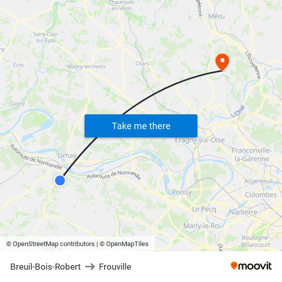 Breuil-Bois-Robert to Frouville map