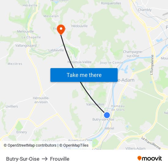 Butry-Sur-Oise to Frouville map