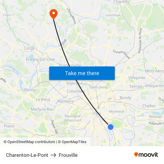 Charenton-Le-Pont to Frouville map