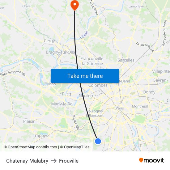 Chatenay-Malabry to Frouville map
