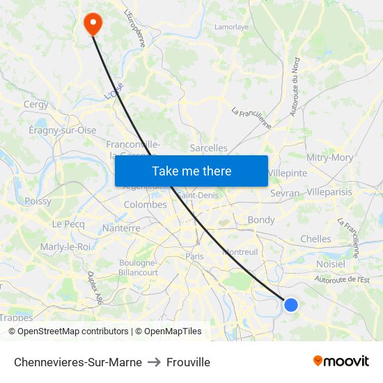 Chennevieres-Sur-Marne to Frouville map