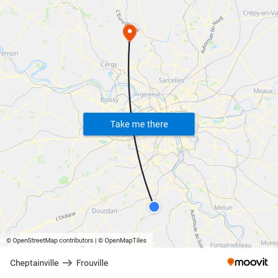 Cheptainville to Frouville map