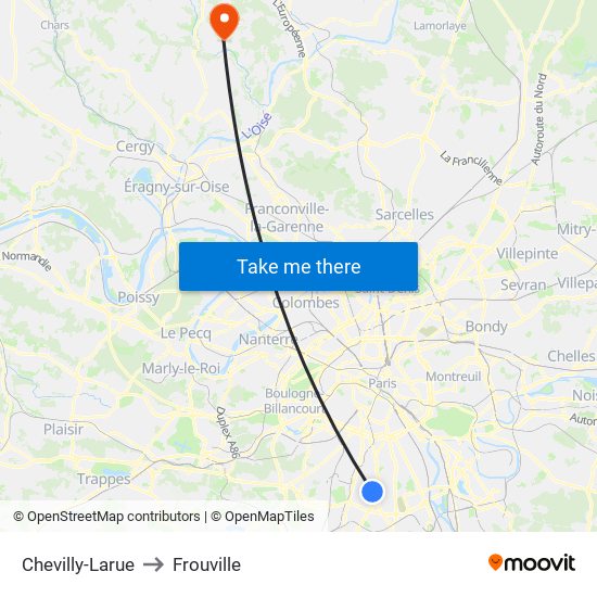 Chevilly-Larue to Frouville map