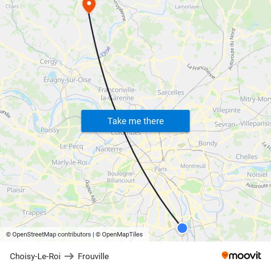 Choisy-Le-Roi to Frouville map