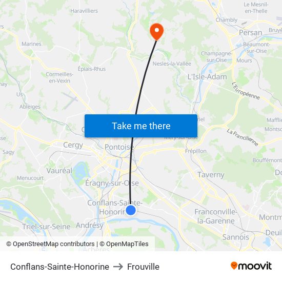 Conflans-Sainte-Honorine to Frouville map