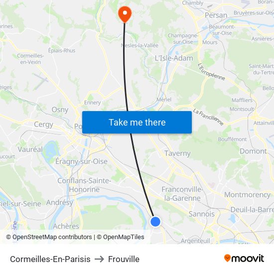 Cormeilles-En-Parisis to Frouville map