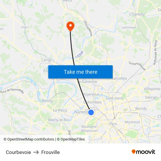 Courbevoie to Frouville map