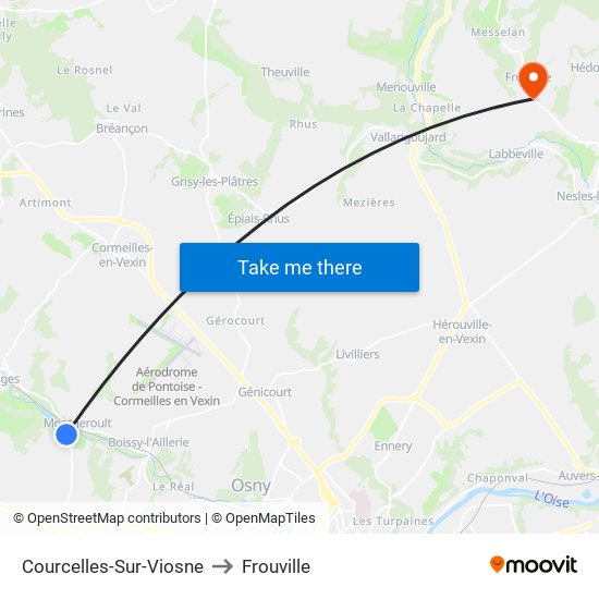 Courcelles-Sur-Viosne to Frouville map