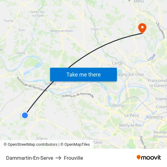 Dammartin-En-Serve to Frouville map