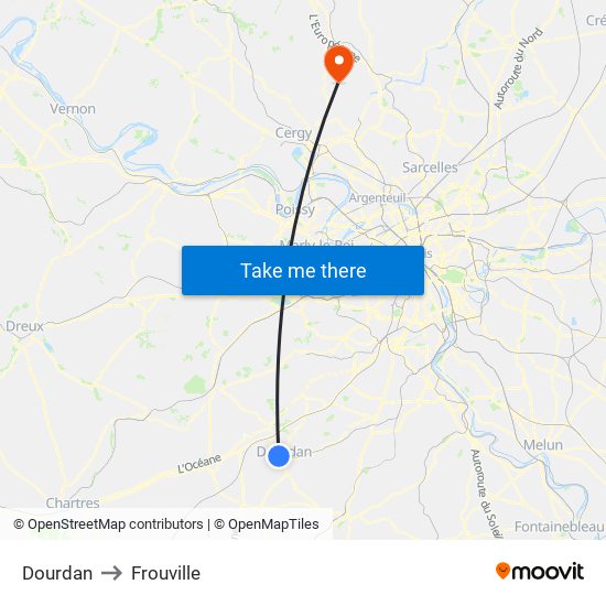 Dourdan to Frouville map