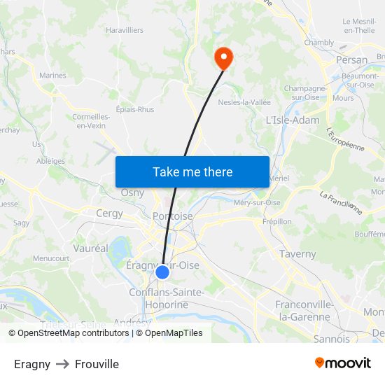 Eragny to Frouville map