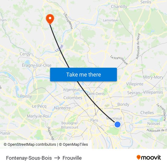 Fontenay-Sous-Bois to Frouville map