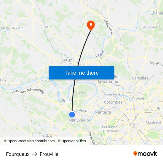Fourqueux to Frouville map