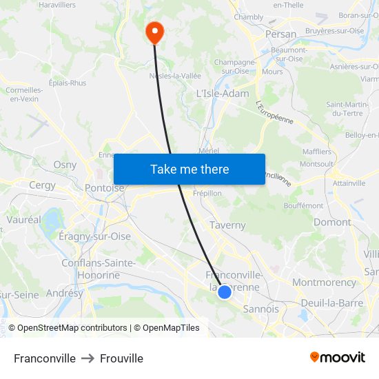 Franconville to Frouville map