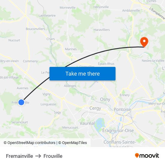 Fremainville to Frouville map