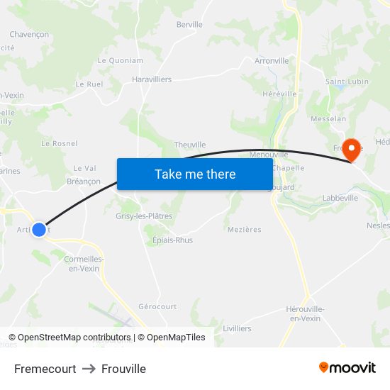 Fremecourt to Frouville map