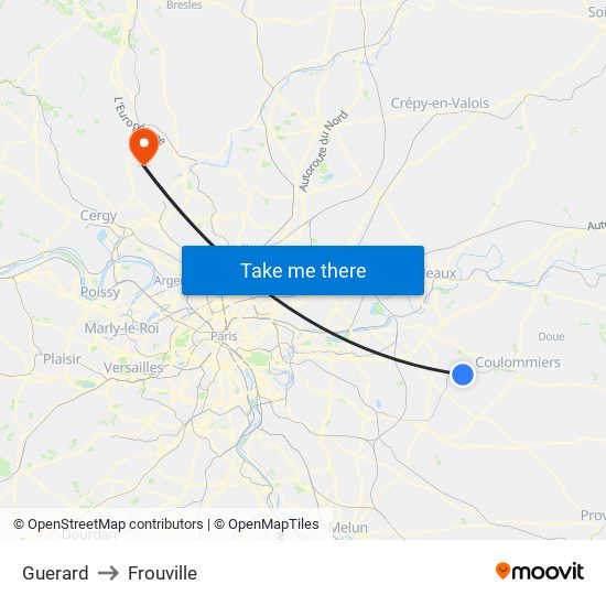 Guerard to Frouville map