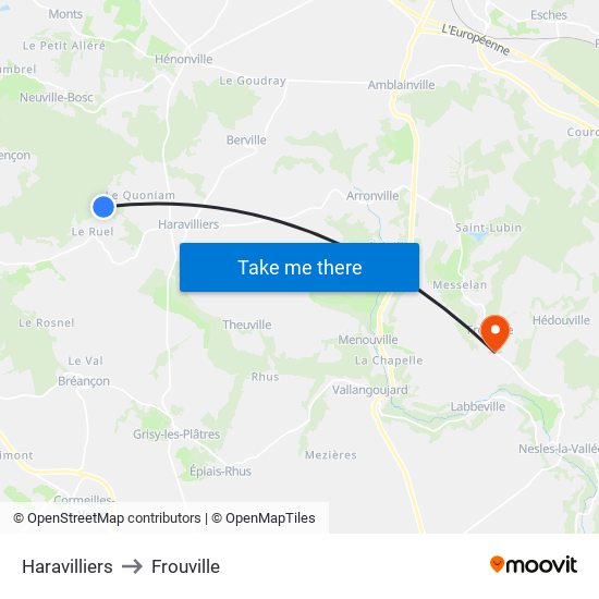 Haravilliers to Frouville map