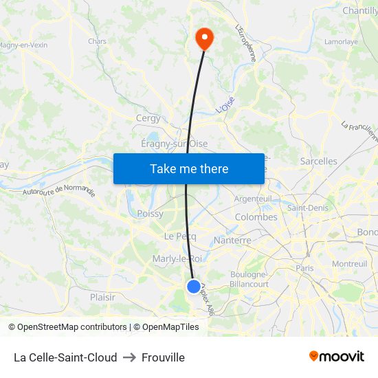 La Celle-Saint-Cloud to Frouville map